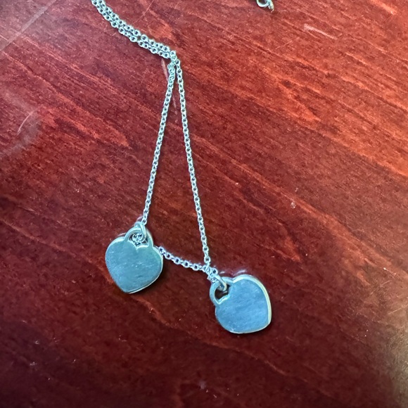 SOLD - Tiffany Mini Double Heart Necklace - Picture 4 of 8